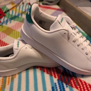 Adidas Adventure White and Green Athletic Shoes Mens